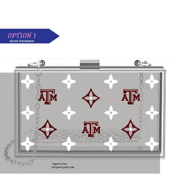 Aggies pattern (Double Sided) Clear Acrylic Clutch - Picture 1 of 2